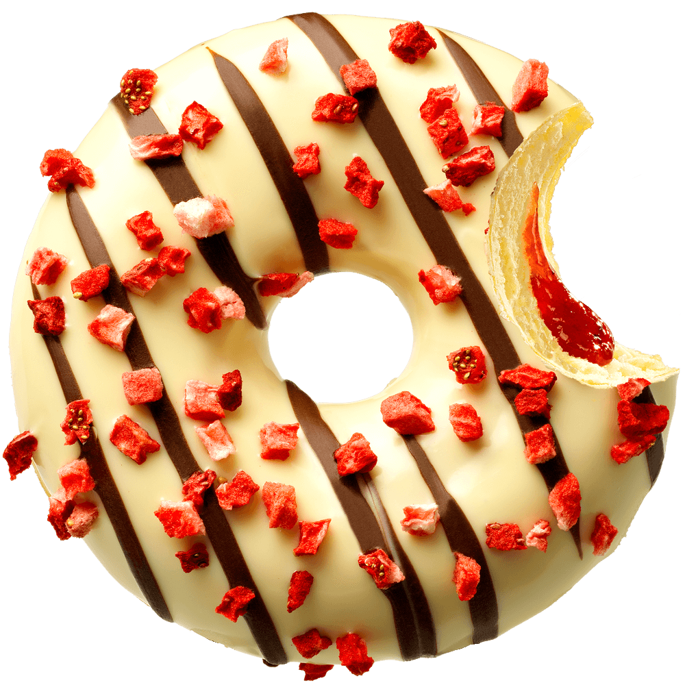Çilek aromalı sos dolgulu çikolatalı sos kaplamalı donut